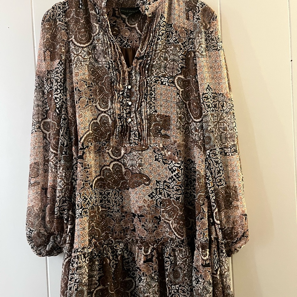 House of Harlow 1960 Brown and Black Long Sleeve Dress